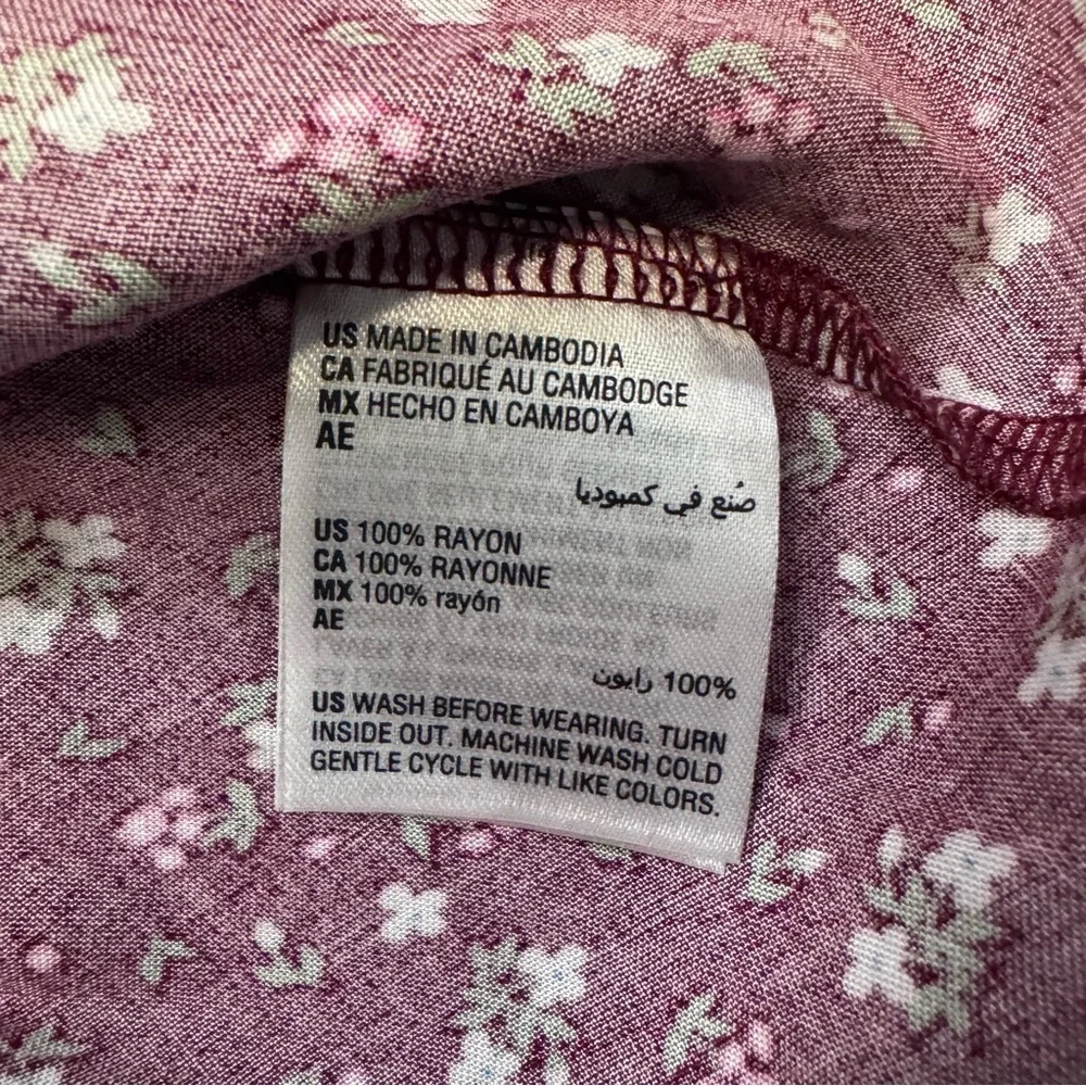 Epic Threads Midi Floral Print Peasant Smocked Dress Burgundy Girls Sz. S